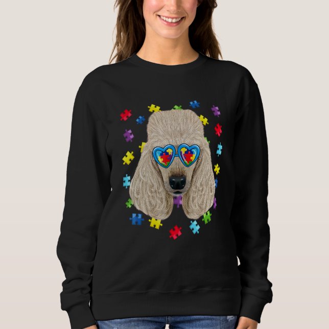 Sudadera Gracioso Autismo Poodle Perro Puzzle Gafas De Sol  (Anverso)