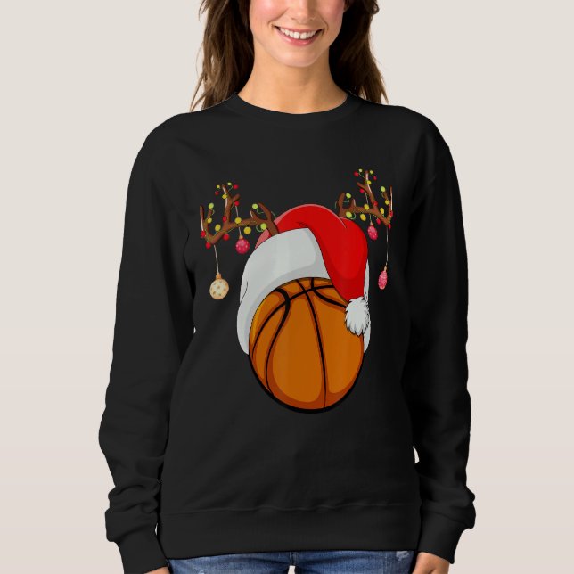 Sudadera Gracioso baloncesto Lover Reindeer Santa Basketbal (Anverso)