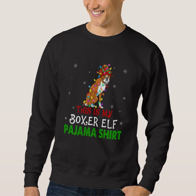 Sudadera Gracioso Boxer Navidades Perro Gorra Elf Regalo Po (Anverso)