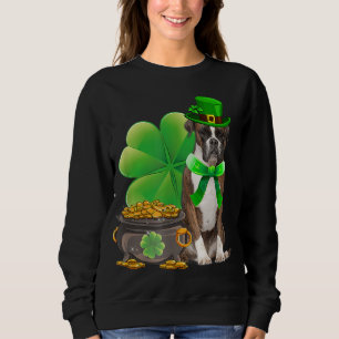 Sudadera Gracioso Boxer Perro Shamrock Irlandés Saint Patri
