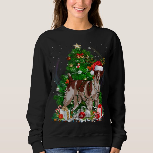 Sudadera Gracioso bretón español árbol de Navidad Pajama (Anverso)