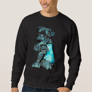 Sudadera Gracioso Brindle Pug Perro I Love Dad Tattoo Brind