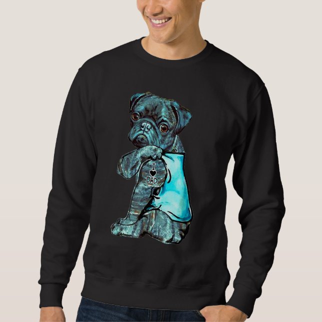 Sudadera Gracioso Brindle Pug Perro I Love Dad Tattoo Brind (Anverso)