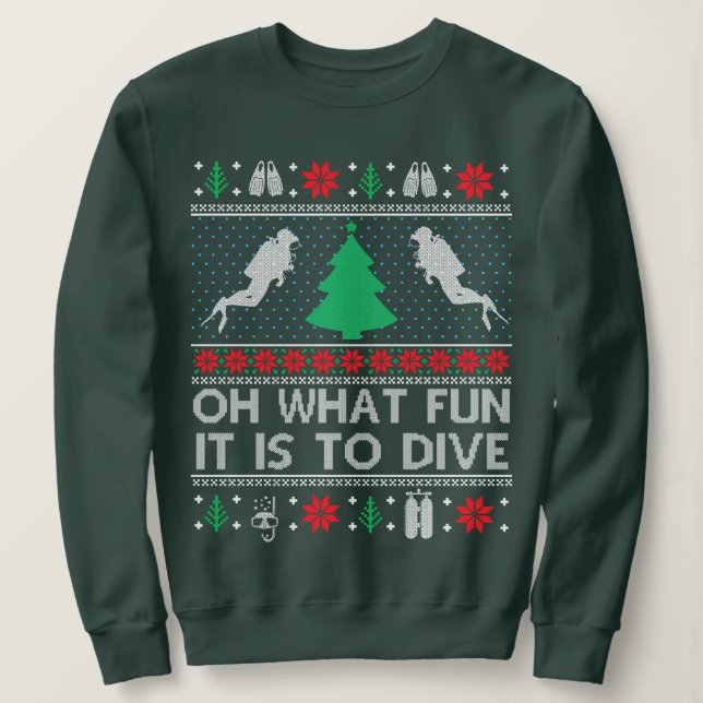 Sudadera Gracioso buceo en Scuba Navidades feos navidad (Anverso del diseño)
