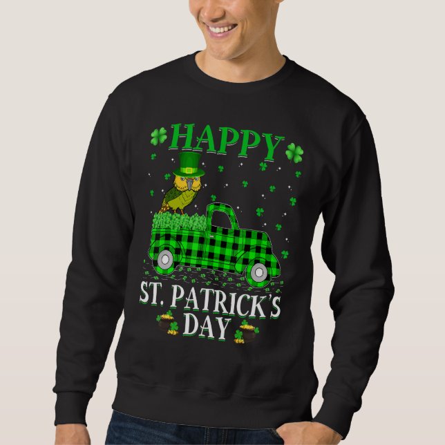 Sudadera Gracioso Búfalo Truco Verde Kakapo Pájaro St Pat (Anverso)