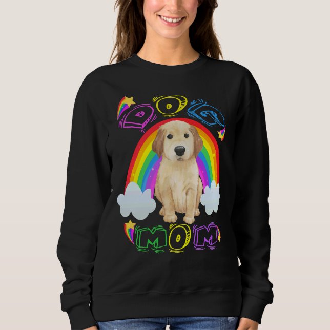 Sudadera Gracioso cachorro Golden Retriever Rainbow Dog Mom (Anverso)