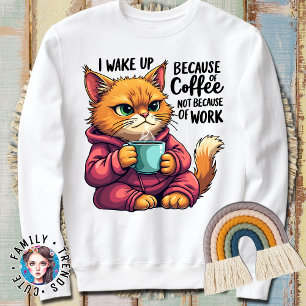 Sudadera Gracioso café gato que me despierto por el café