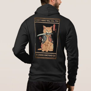 Sudadera Gracioso Cat Samurai Todo Te Matará