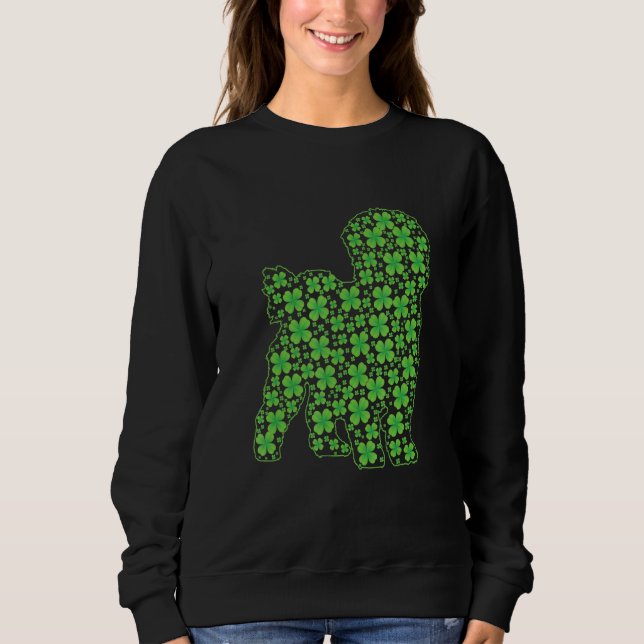 Sudadera Gracioso Día De San Patricio Perro Maltés Shamrock (Anverso)
