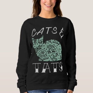 Sudadera Gracioso diseño artístico de gatos y tatuajes