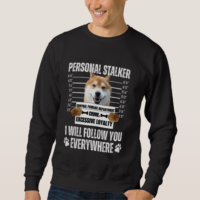 Sudadera Gracioso diseño de perro estalker personal - Shiba (Anverso)