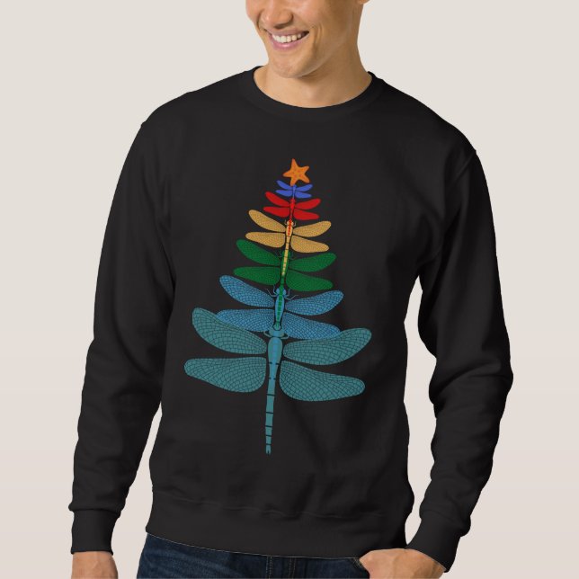 Sudadera Gracioso Dragonfly Árbol de Navidad Navidad Navida (Anverso)