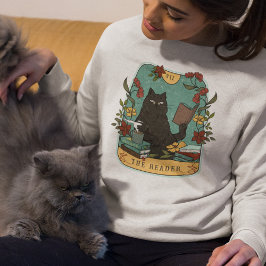 Sudadera Gracioso El Gato De La Tarjeta Tarot Del Lector