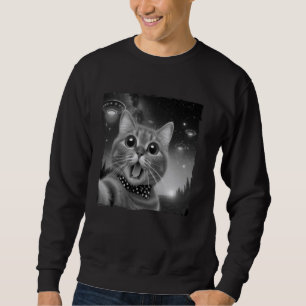 Sudadera Gracioso Encuentro de OVNI Cat Diseño Alien Selfie
