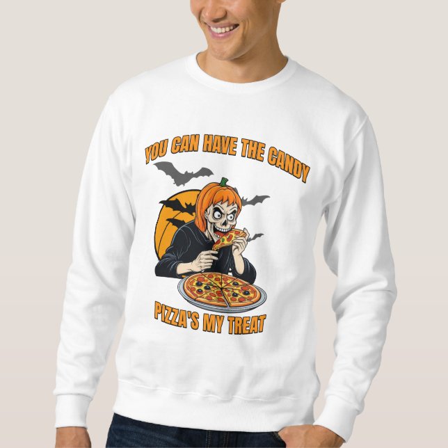 Sudadera Gracioso esqueleto de Halloween, Pizza Lover Foody (Anverso)