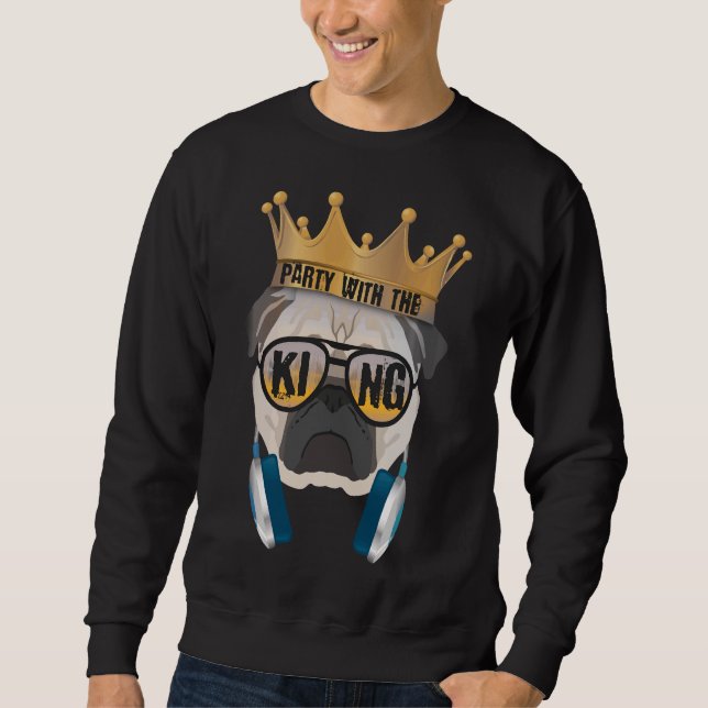 Sudadera Gracioso Fiesta De Pug King Con Classi De Regalo D (Anverso)