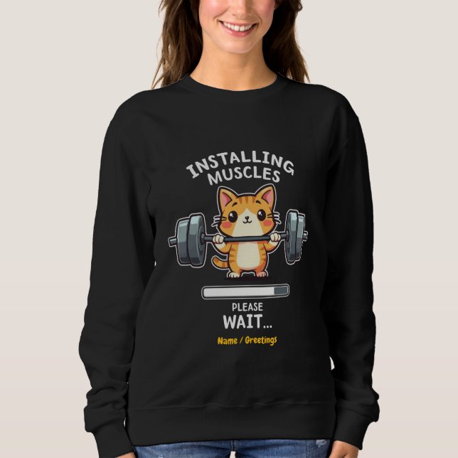 Sudadera Gracioso gatito de halterofilia con humor (Anverso)