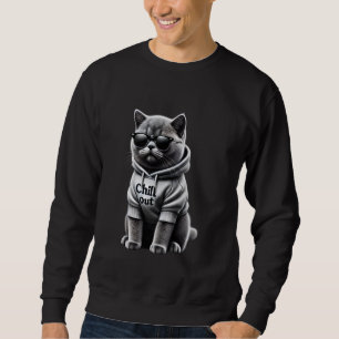 Sudadera Gracioso gato británico vago Chillin Relajante