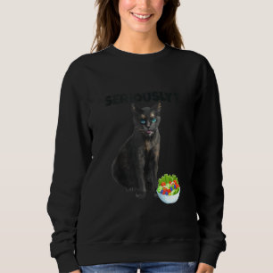 Sudadera Gracioso gato confundido comiendo ensalada en seri