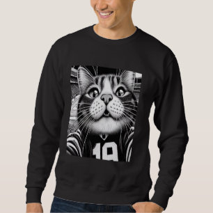 Sudadera Gracioso gato de fútbol selfie juego día de gatos 