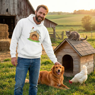 Sudadera Gracioso gato de perro y pollo en Doghouse
