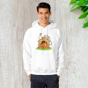 Sudadera Gracioso gato de perro y pollo en Doghouse
