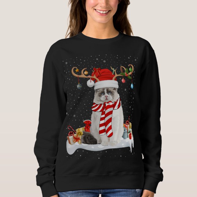 Sudadera Gracioso gato de Ragdoll Ragdoll con luz de reno d (Anverso)