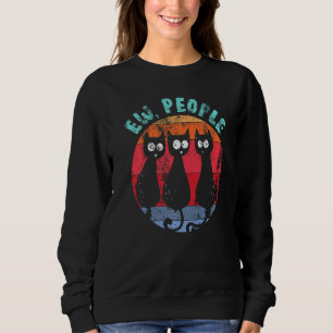 Sudadera Gracioso Gato Ew Gente Retro Gato Mirando Anti Soc