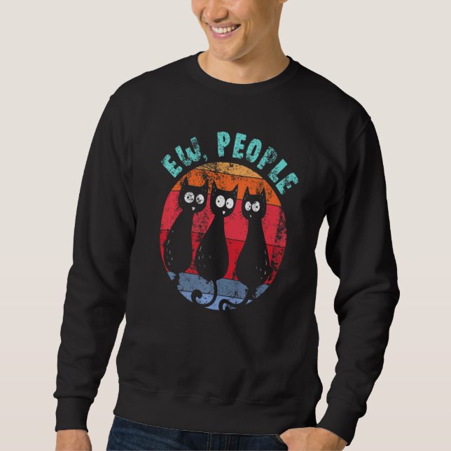 Sudadera Gracioso Gato Ew Gente Retro Gato Mirando Anti Soc (Anverso)