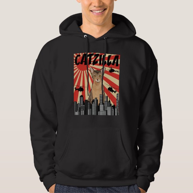 Sudadera Gracioso gato japonés catzilla abissiniano retro (Anverso)