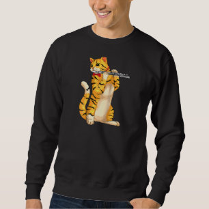 Sudadera Gracioso gato jugando flauta a la flauta de un ani