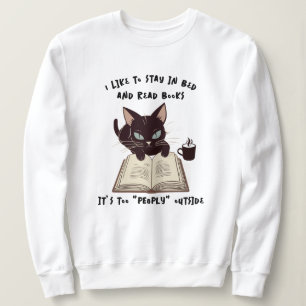 Sudadera Gracioso Gato Leyendo Leche De Ladrillo, Quédate E