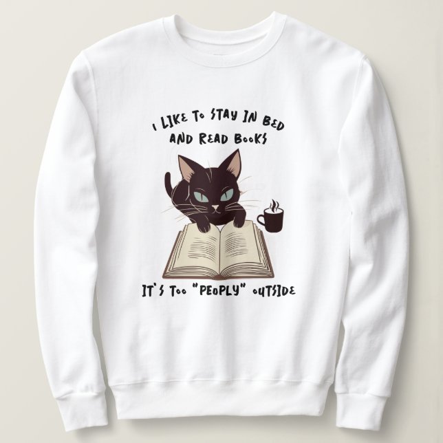 Sudadera Gracioso Gato Leyendo Leche De Ladrillo, Quédate E (Anverso del diseño)