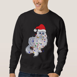 Sudadera Gracioso gato Navidad persa ilumina Santa Clau