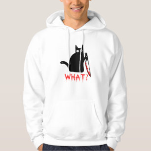 Sudadera Gracioso Gato Negro Asesino ¿Qué? Tejido T-S