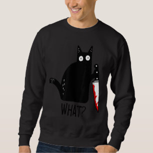 Sudadera Gracioso gato negro que sostiene a los hombres san