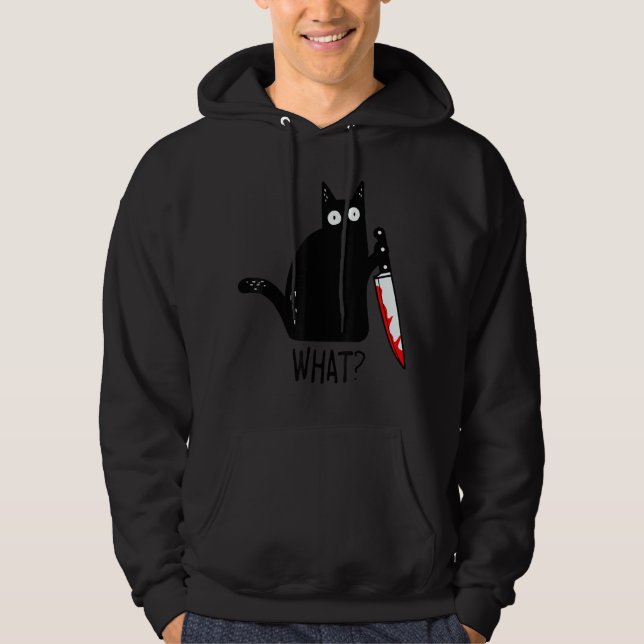 Sudadera Gracioso gato negro que sostiene a los hombres san (Anverso)