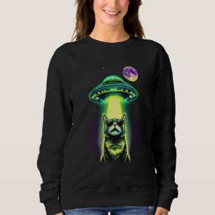 Sudadera Gracioso gato OVNI Alien Gato Mamá Papá Humor Retr