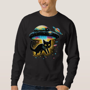 Sudadera Gracioso gato Tee, galaxy Cat Spaceship Alien Cat