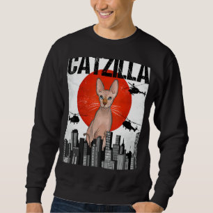 Sudadera Gracioso gato vintage japonés Catzilla Sphynx