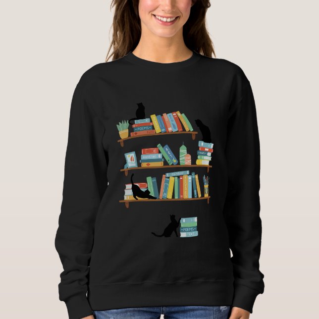 Sudadera Gracioso Gato Y Lector De Libros Lady Kitten (Anverso)