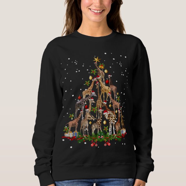 Sudadera Gracioso Giraffe Árbol de Navidad Ornamento Cuto d (Anverso)