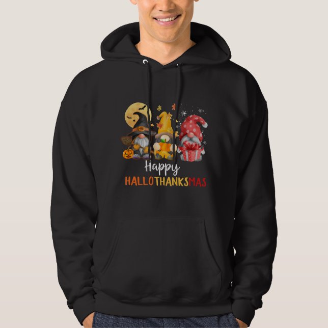 Sudadera Gracioso Gnomes Feliz Hallothanksmas Otoño (Anverso)