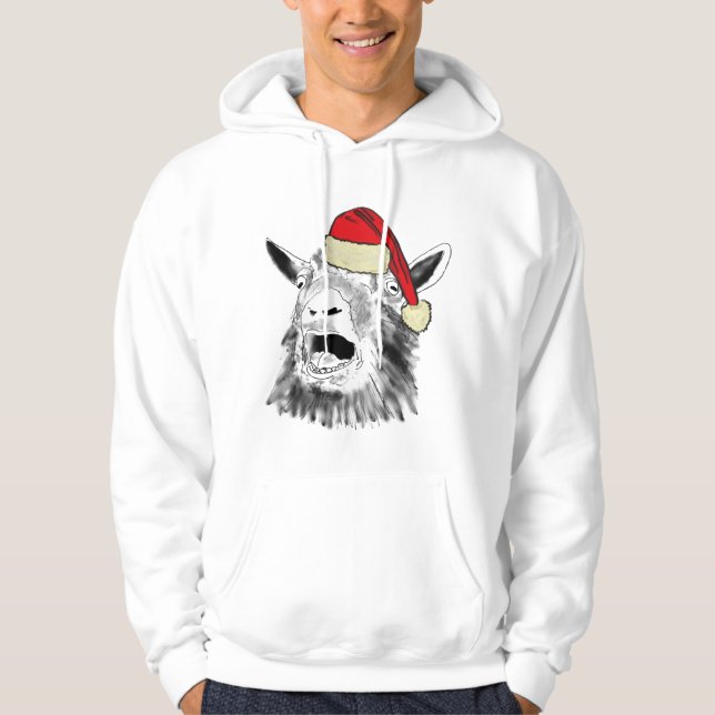 Sudadera Gracioso gritando a los Navidades de Santa Goat (Anverso)