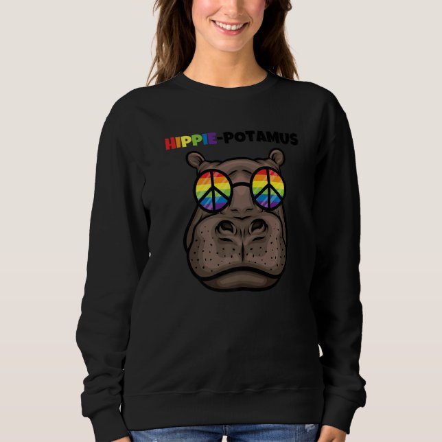 Sudadera Gracioso Hippie-Potamus Para Los Amantes De Hippo  (Anverso)