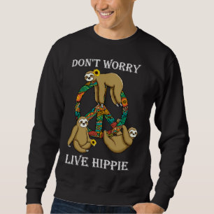 Sudadera Gracioso Hippie Sloth Lazy Life Peace Love Live Hi