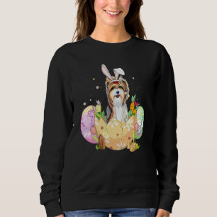Sudadera Gracioso Huevos de Pascua Yorkie Bunny Dog Christi