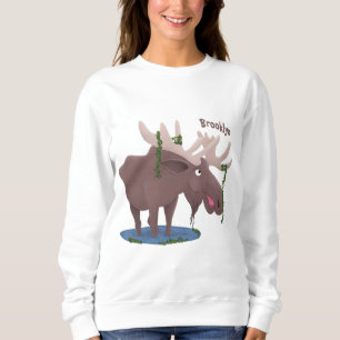 Sudadera Gracioso ilustracion personalizado de alce feliz