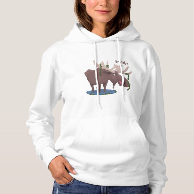 Sudadera Gracioso ilustracion personalizado de alce feliz (Anverso)