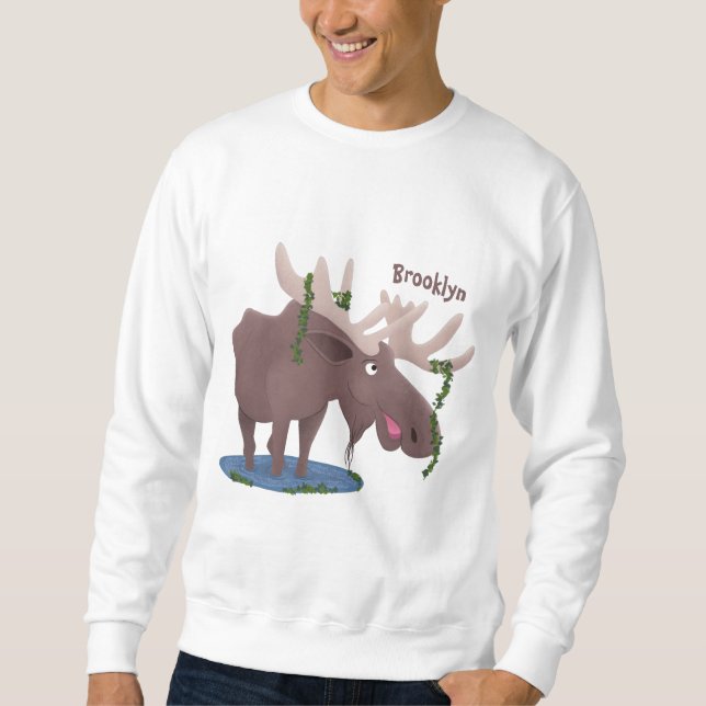 Sudadera Gracioso ilustracion personalizado de alce feliz (Anverso)